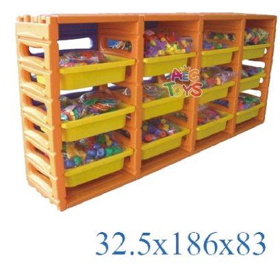 ชั้นเก็บของเล่นน็อคดาวน์ ถาดสไลน์ พลาสติก ขนาด 32.5*186*83 ซม.